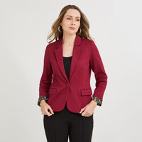Blazer 1 Botón Bolsillos con Solapa Rojo