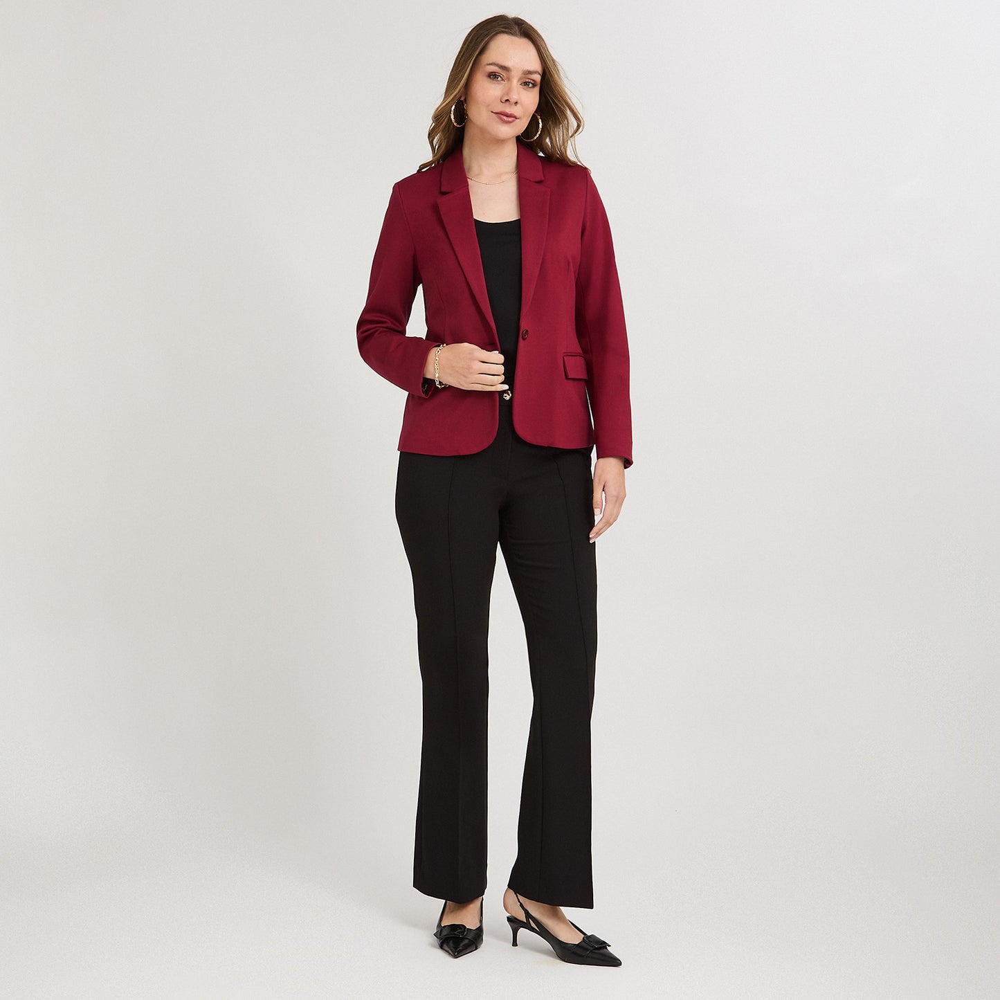 Blazer 1 Botón Bolsillos con Solapa Rojo
