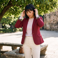 Blazer 1 Botón Bolsillos con Solapa Rojo lifestyle