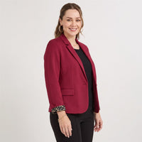 Blazer 1 Botón Bolsillos con Solapa Rojo en modelo plus size