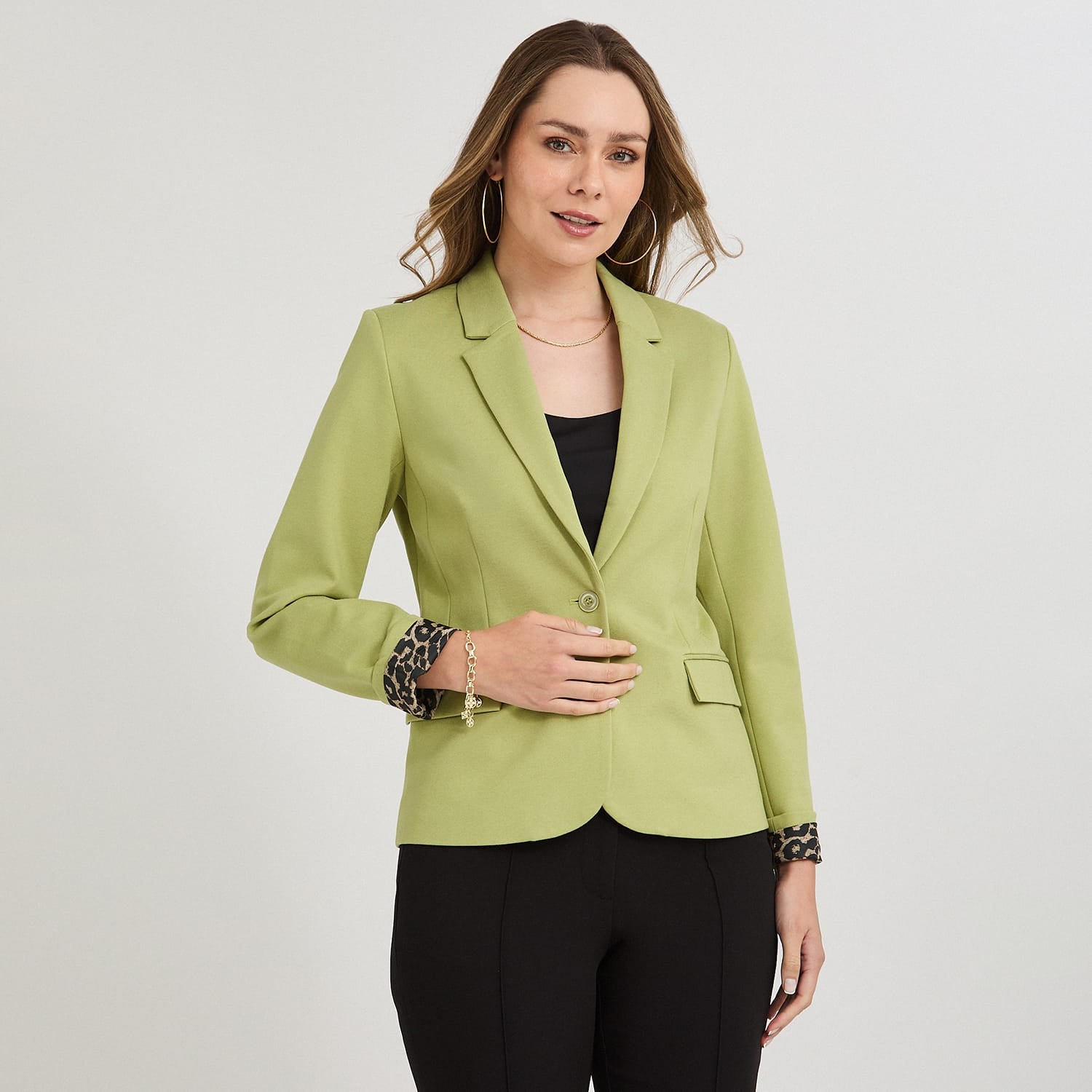 Blazer 1 Botón Bolsillos con Solapa Verde
