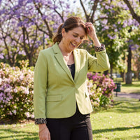 Blazer 1 Botón Bolsillos con Solapa Verde lifestyle