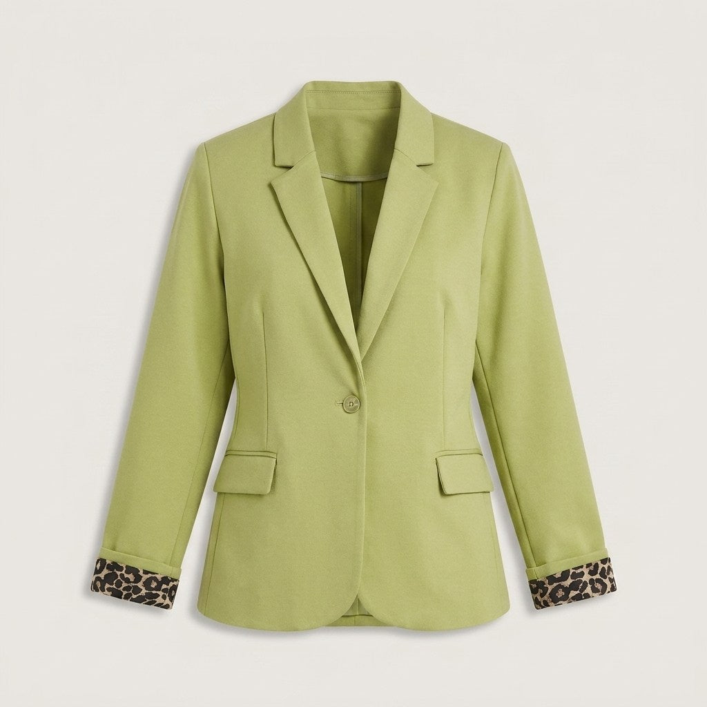 Blazer 1 Botón Bolsillos con Solapa Verde en plano