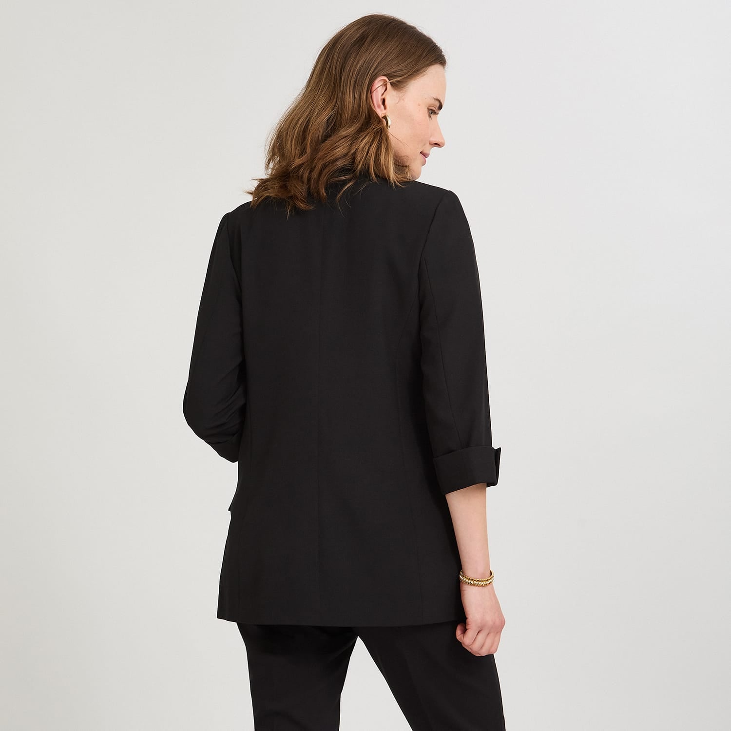 Blazer Manga 3/4 Bolsillos con Solapa Negro