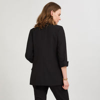 Blazer Manga 3/4 Bolsillos con Solapa Negro