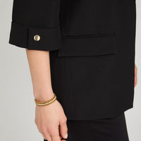 Blazer Manga 3/4 Bolsillos con Solapa Negro