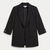 Blazer Manga 3/4 Bolsillos con Solapa Negro en plano
