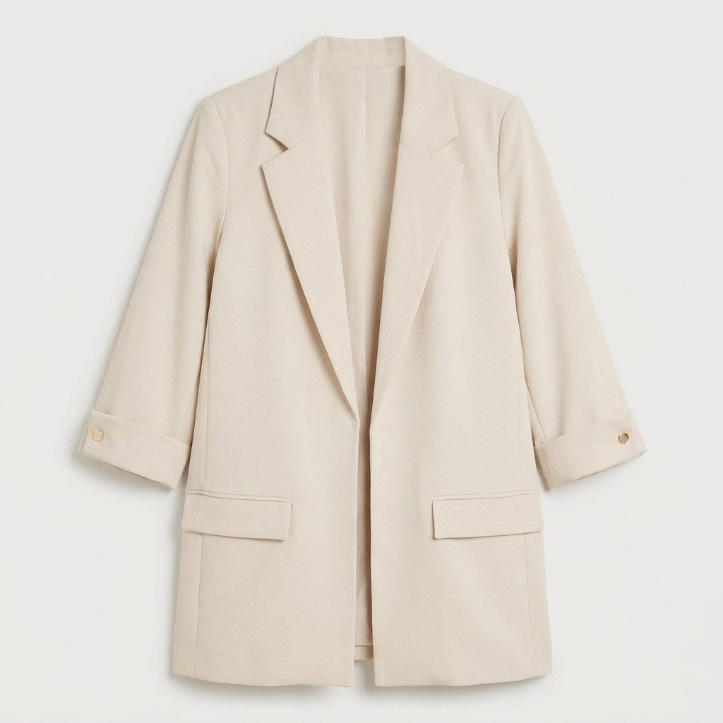 Blazer Manga 3/4 Bolsillos con Solapa Arena en plano