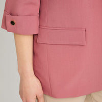 Blazer Manga 3/4 Bolsillos con Solapa Rosado