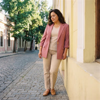 Blazer Manga 3/4 Bolsillos con Solapa Rosado lifestyle