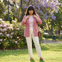 Blazer Manga 3/4 Bolsillos con Solapa Rosado lifestyle