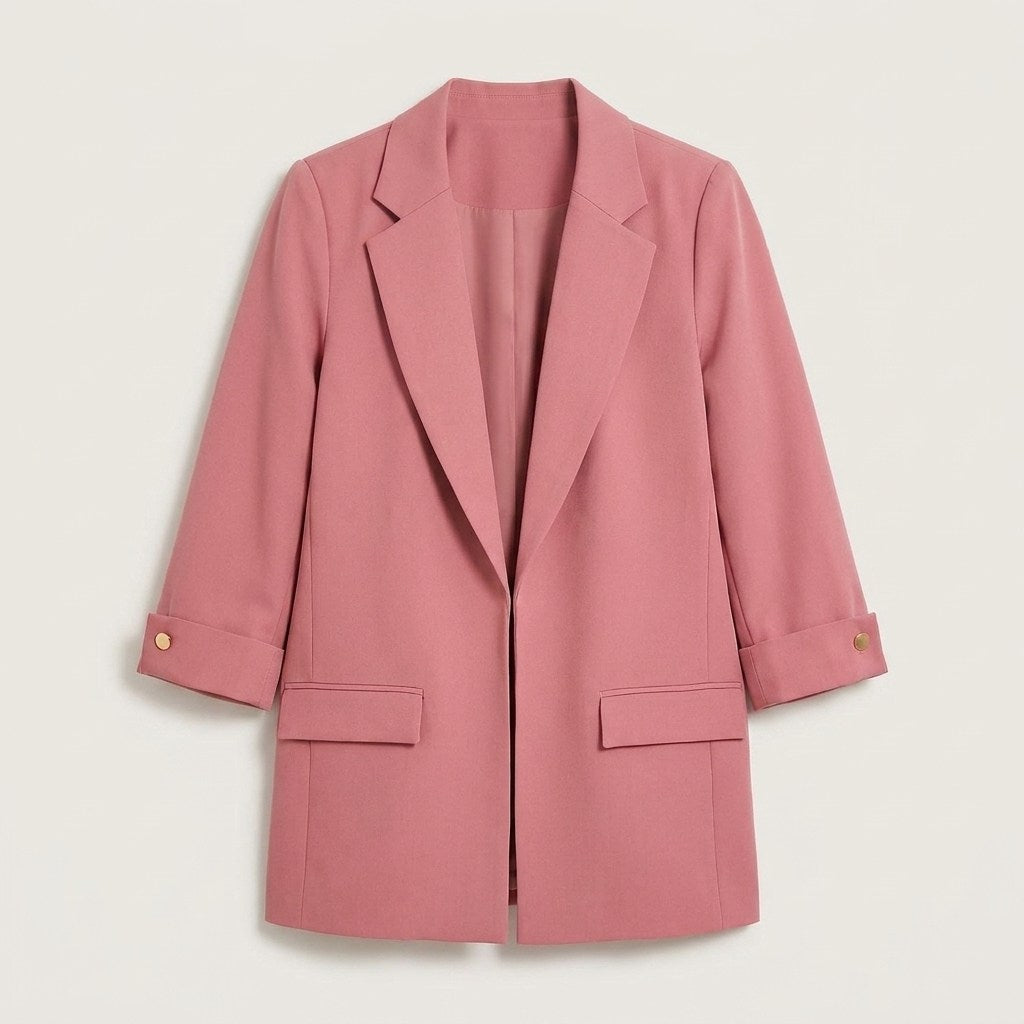 Blazer Manga 3/4 Bolsillos con Solapa Rosado en plano