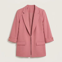 Blazer Manga 3/4 Bolsillos con Solapa Rosado en plano