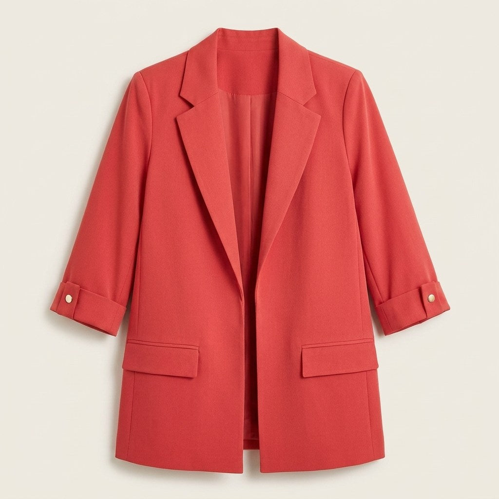 Blazer Manga 3/4 Bolsillos con Solapa Rojo en plano