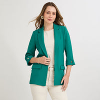 Blazer Manga 3/4 Bolsillos con Solapa Verde