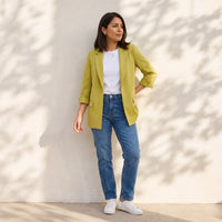 Blazer Manga 3/4 Bolsillos con Solapa Verde lifestyle