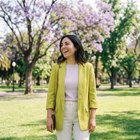 Blazer Manga 3/4 Bolsillos con Solapa Verde lifestyle