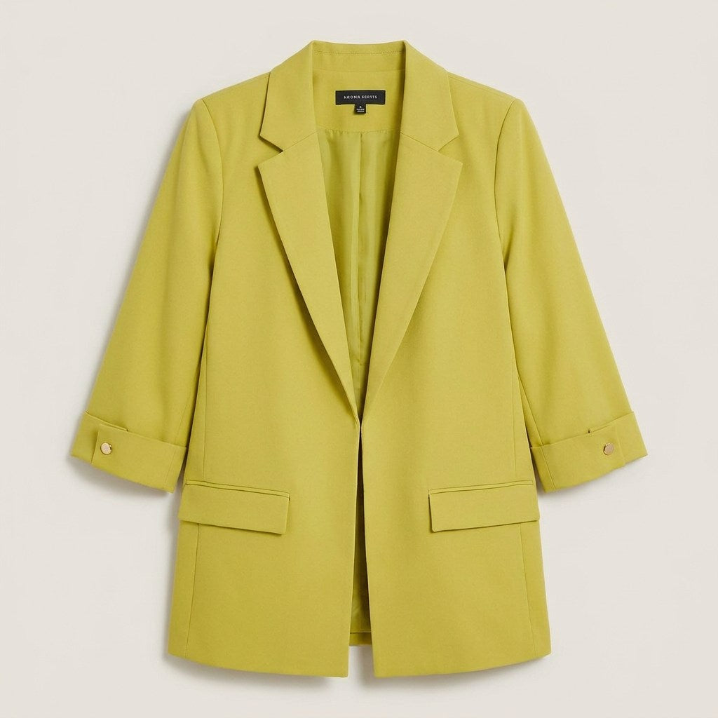 Blazer Manga 3/4 Bolsillos con Solapa Verde en plano