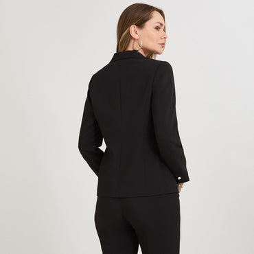 Blazer un Botón con Bolsillo Solapa Negro
