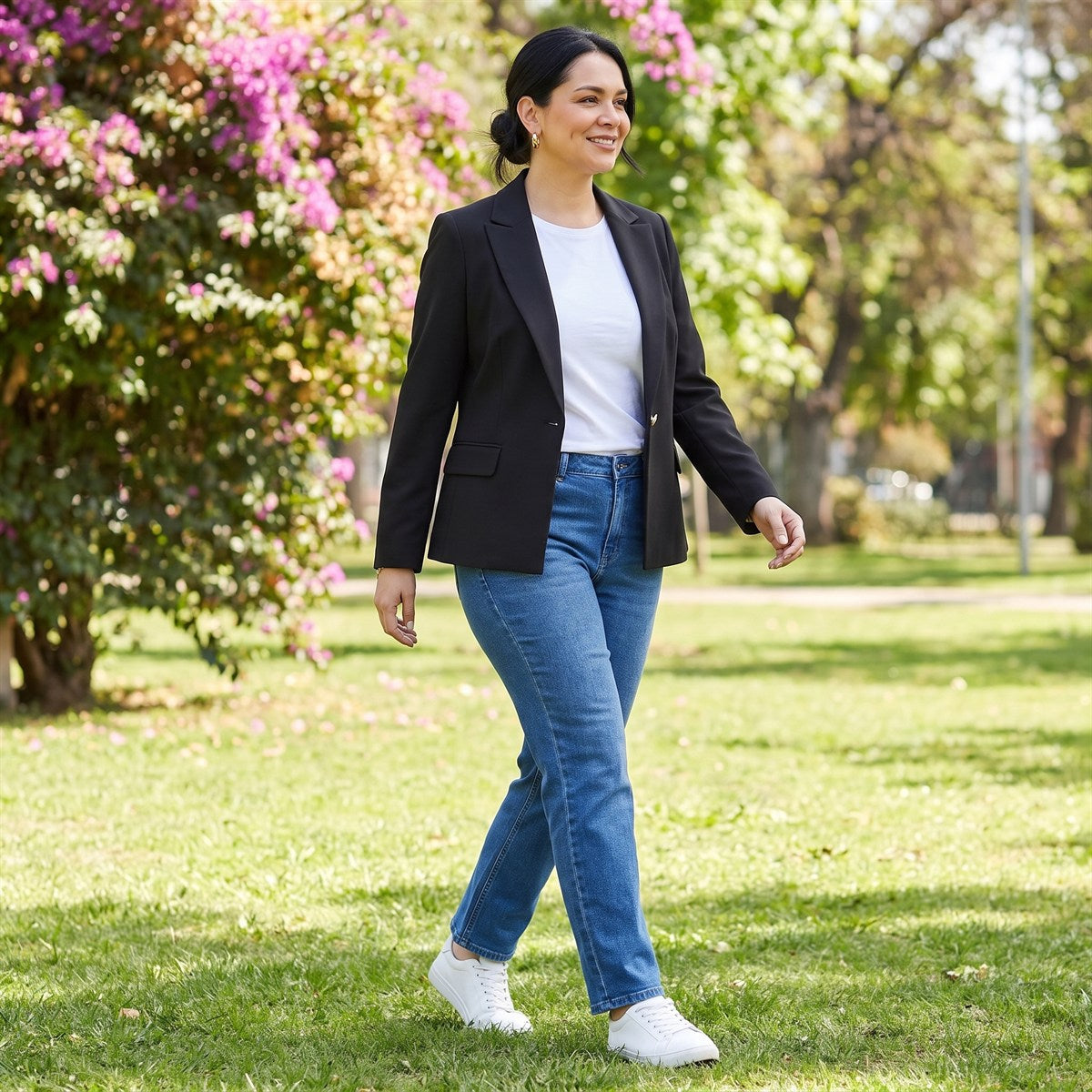 Blazer un Botón con Bolsillo Solapa Negro lifestyle