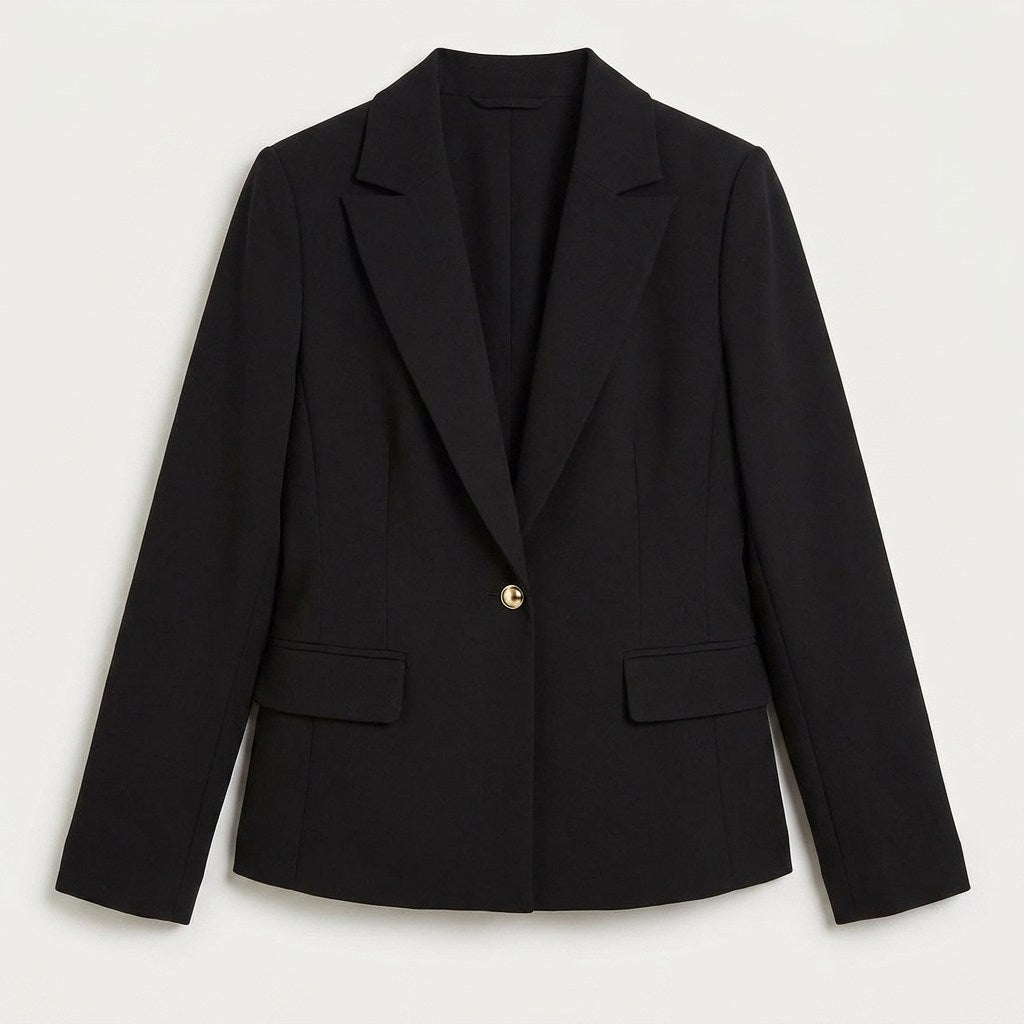 Blazer un Botón con Bolsillo Solapa Negro en plano