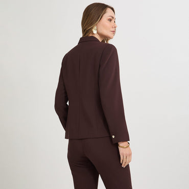 Blazer un Botón con Bolsillo Solapa Café