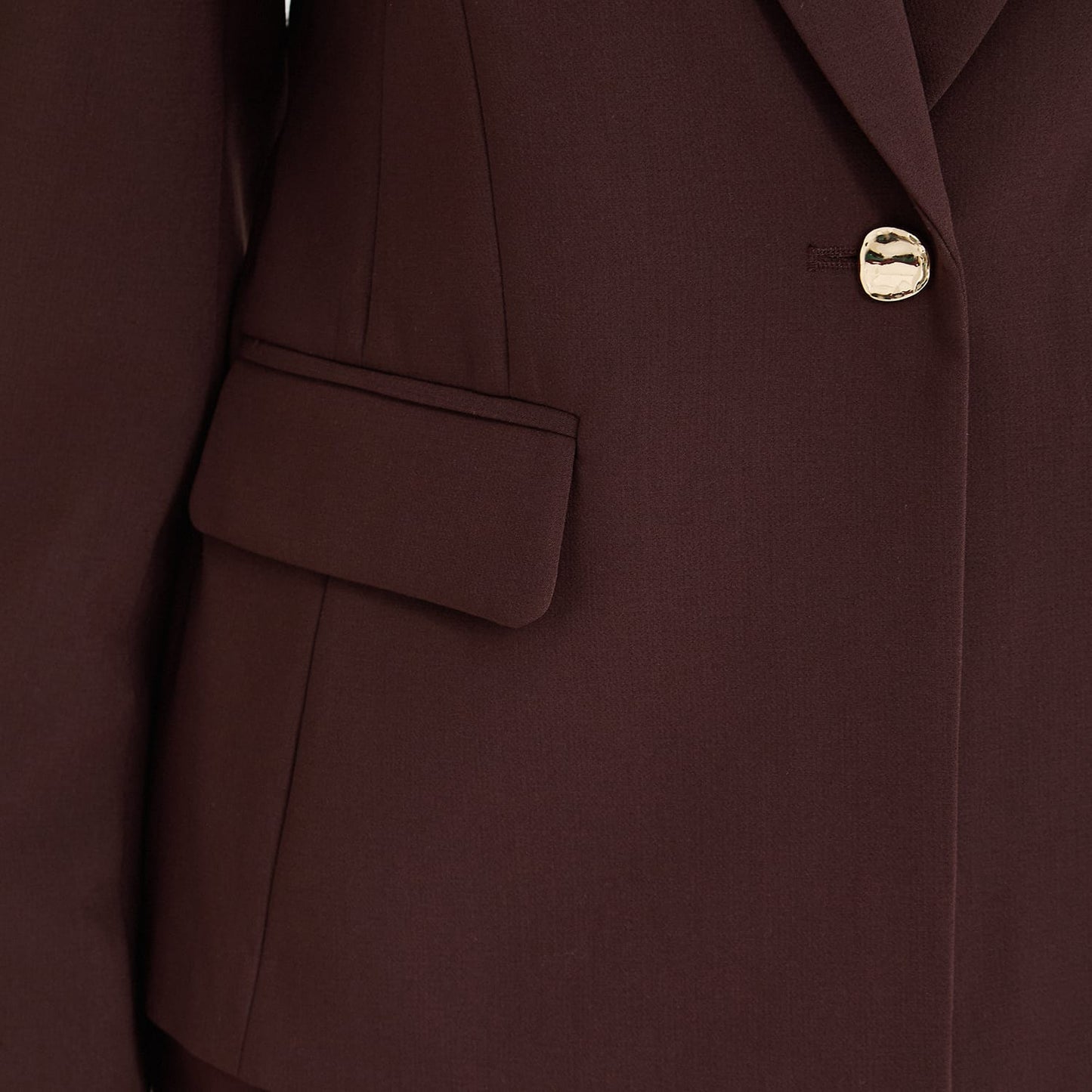 Blazer un Botón con Bolsillo Solapa Café