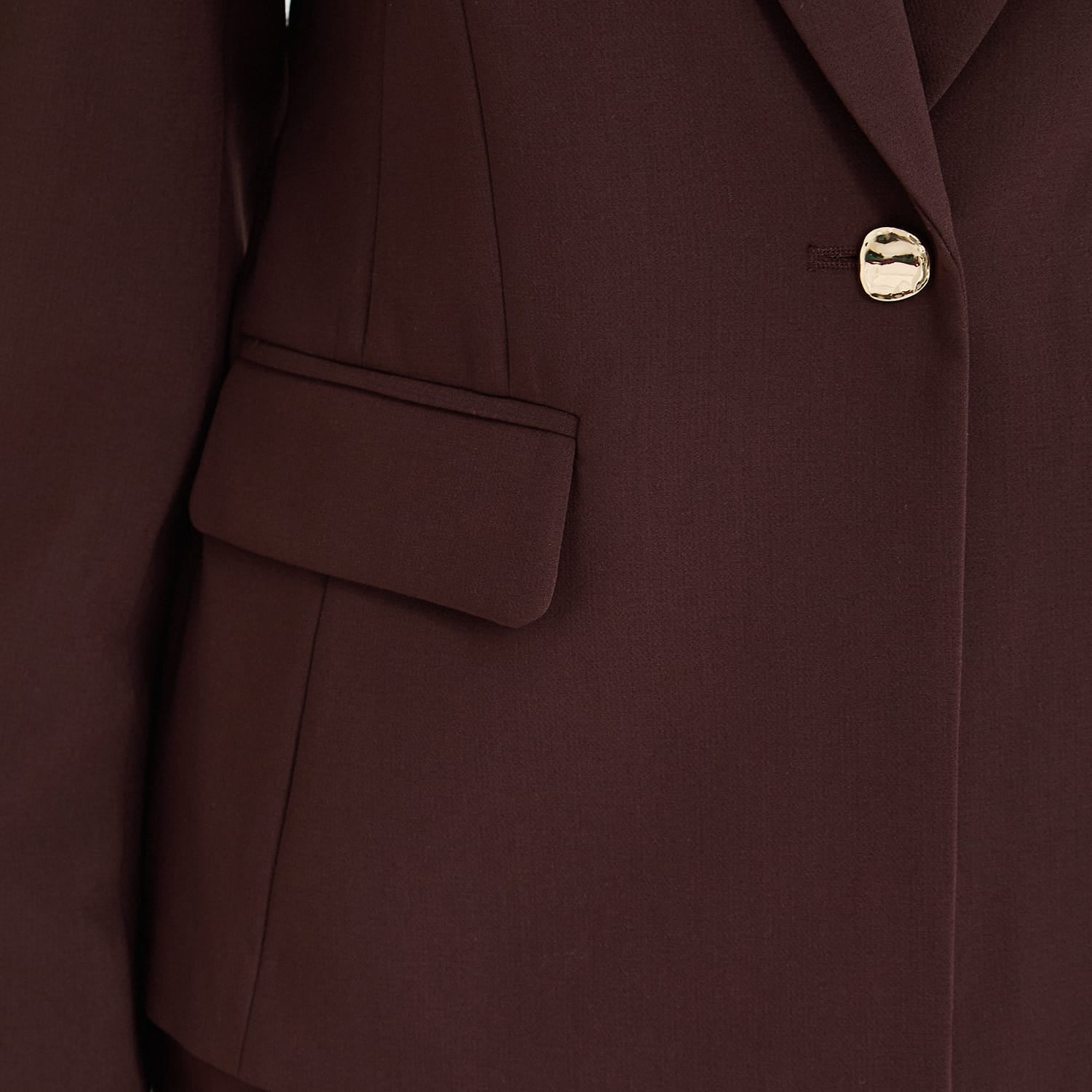 Blazer un Botón con Bolsillo Solapa Café