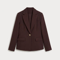 Blazer un Botón con Bolsillo Solapa Café en plano