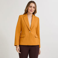 Blazer un Botón con Bolsillo Solapa Mostaza