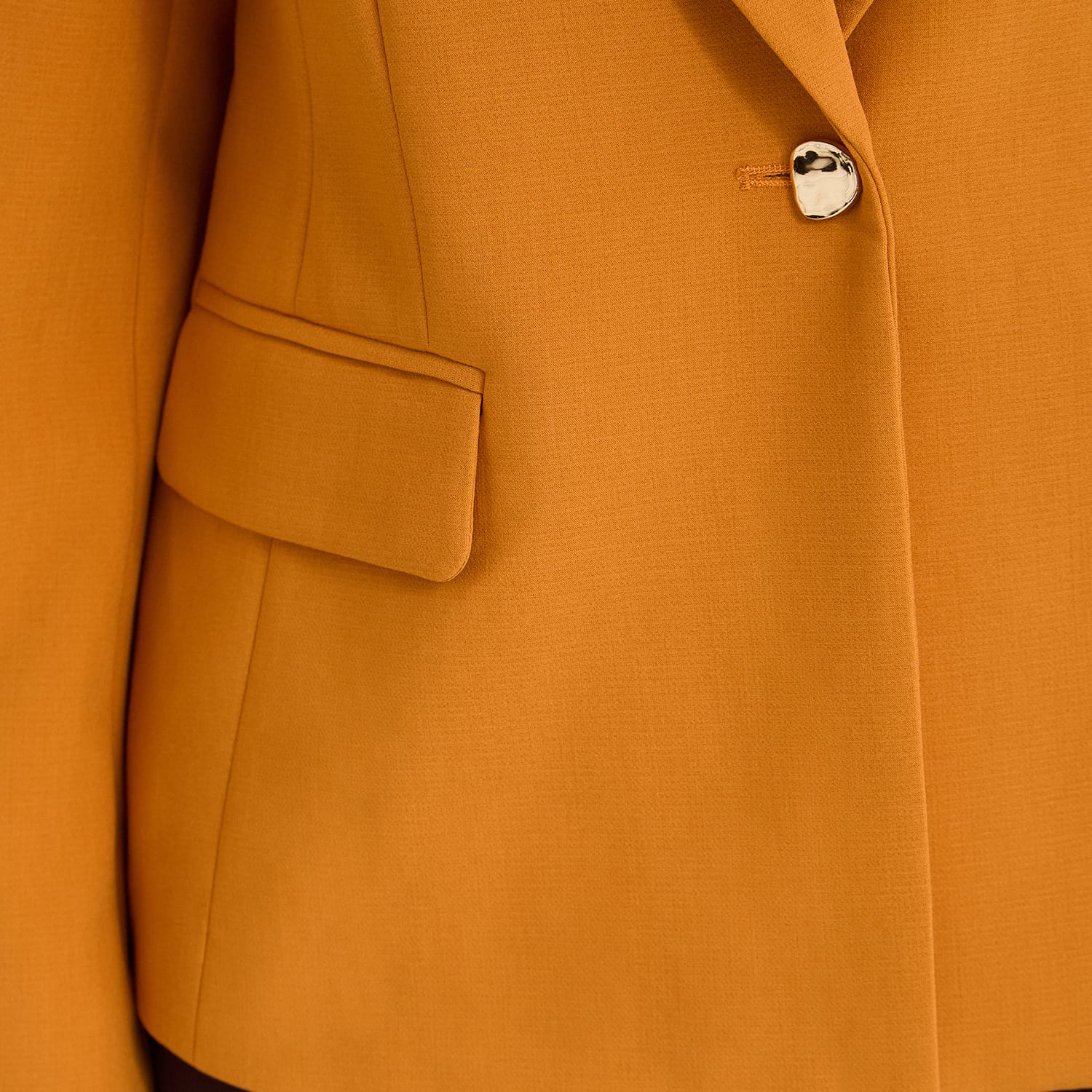 Blazer un Botón con Bolsillo Solapa Mostaza