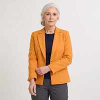 Blazer un Botón con Bolsillo Solapa Mostaza en modelo adulta