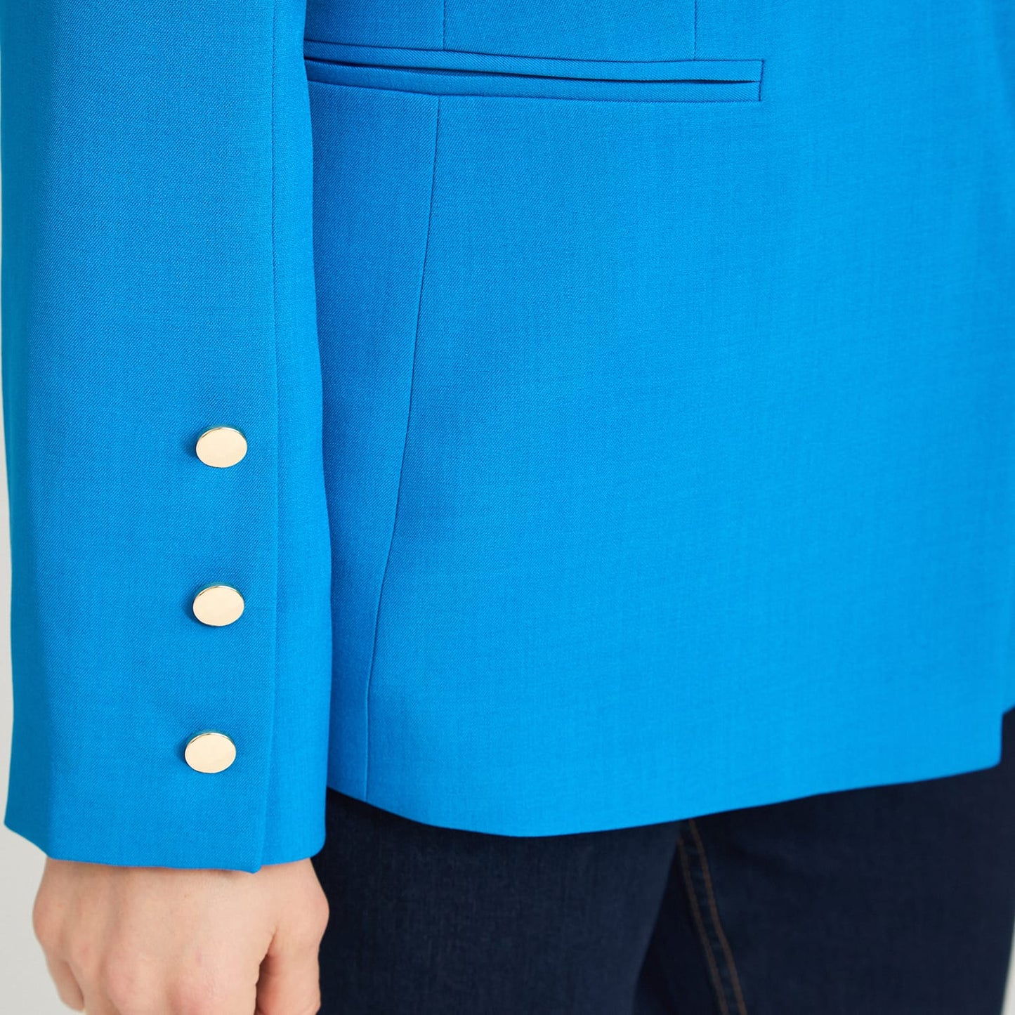 Blazer con Botones en Manga Azul