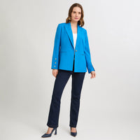 Blazer con Botones en Manga Azul