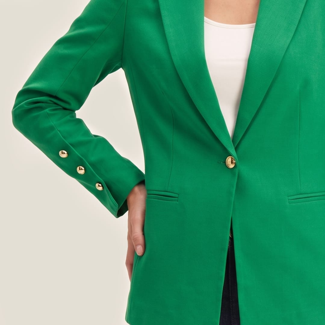 Blazer con Botones en Manga Verde