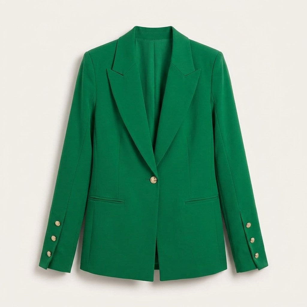 Blazer con Botones en Manga Verde en plano