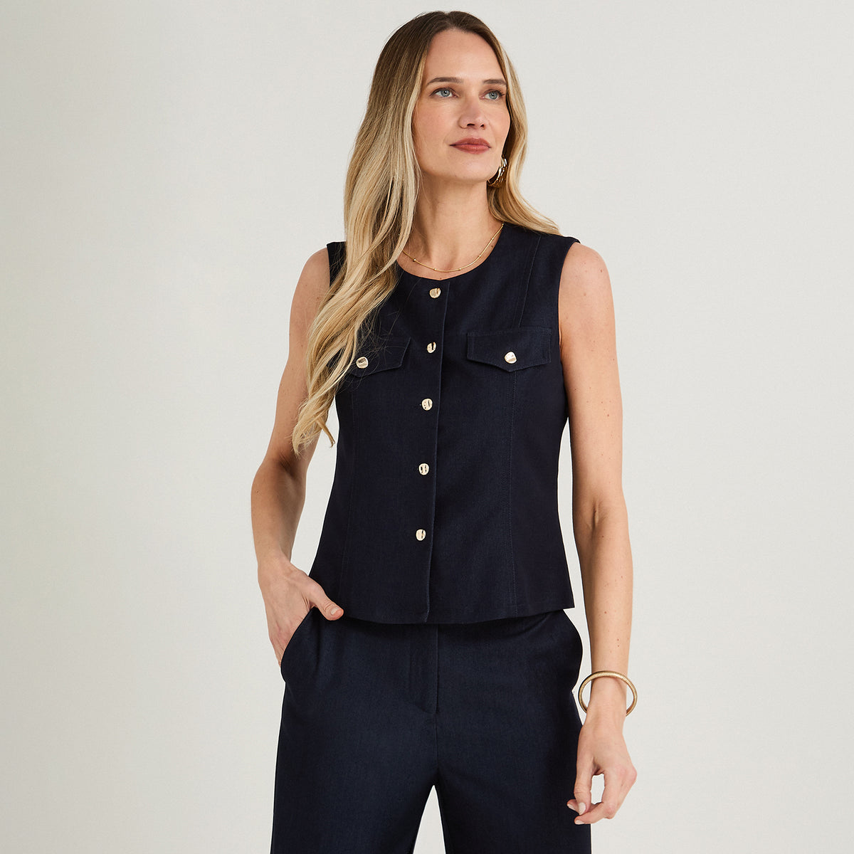 Casaca sin Mangas Look Denim Azul