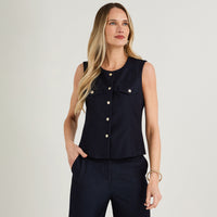 Casaca sin Mangas Look Denim Azul