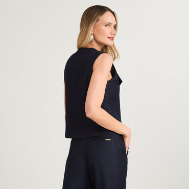 Casaca sin Mangas Look Denim Azul