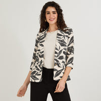 Blazer de Lino Manga 3/4 Negro