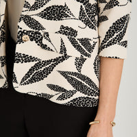 Blazer de Lino Manga 3/4 Negro