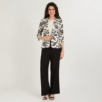 Blazer de Lino Manga 3/4 Negro