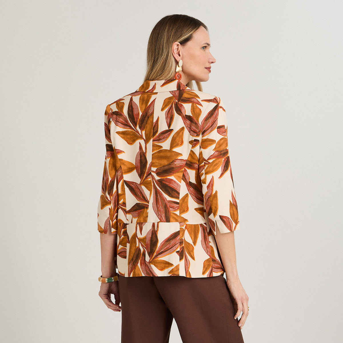 Blazer de Lino Manga 3/4 Terracota