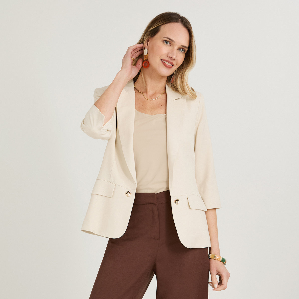 Blazer de Lino Manga 3/4 Arena