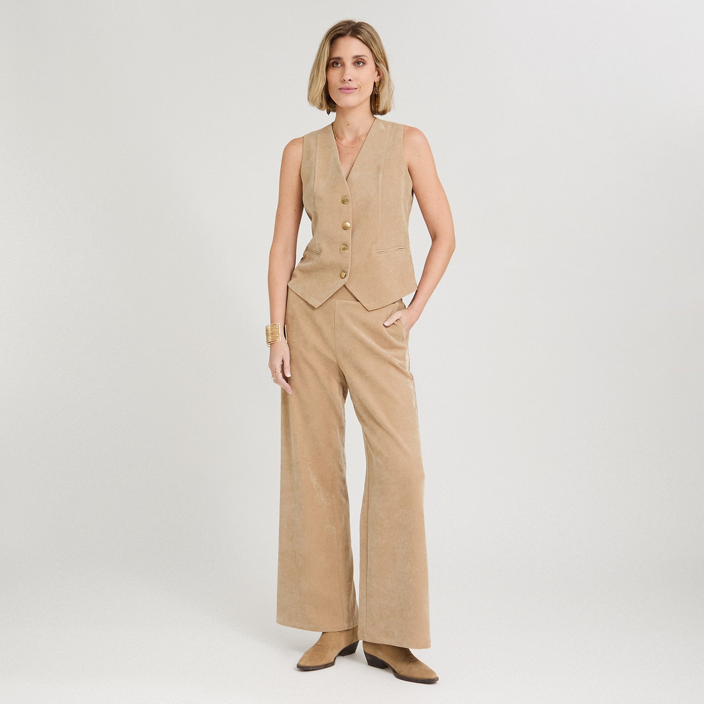 Blazer sin Mangas Camel