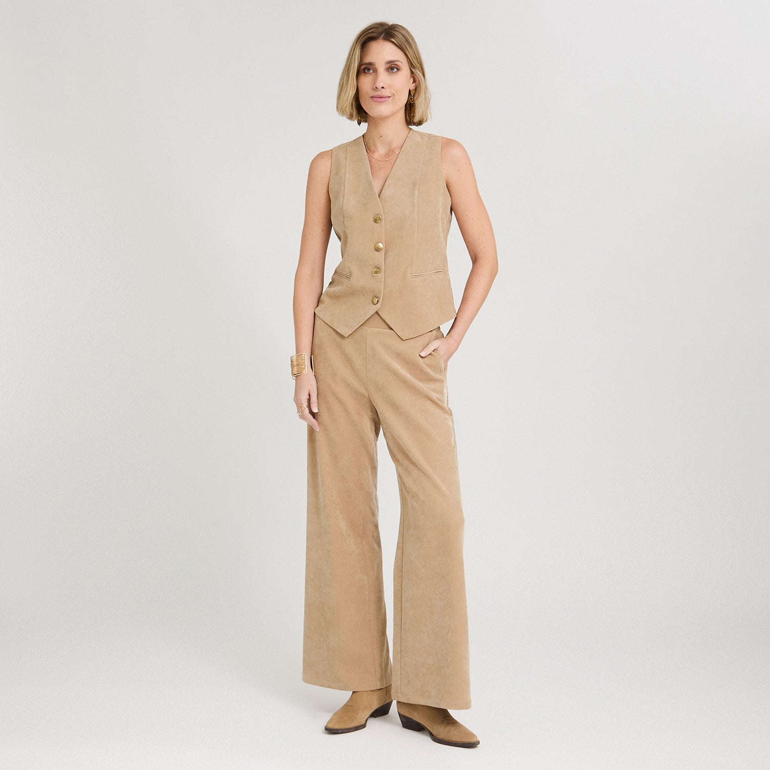 Blazer sin Mangas Camel