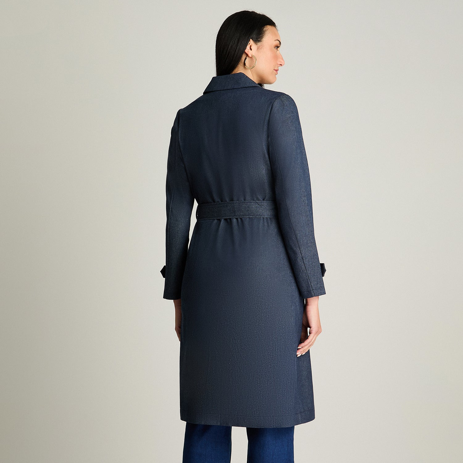 Trench De Denim Con Botones Dorados Azul Lorenzo Di Pontti