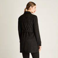 Trench Negro Manga Larga Elasticidad Nula Sin Forro Calce Normal Tela Plano