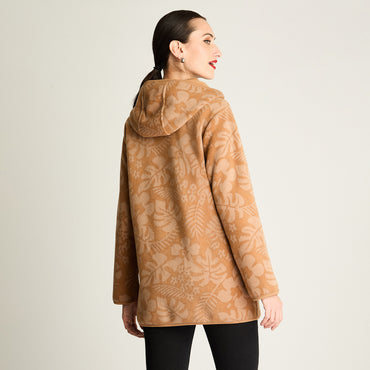 Polerón Manga Larga Estampado Con Gorro Camel