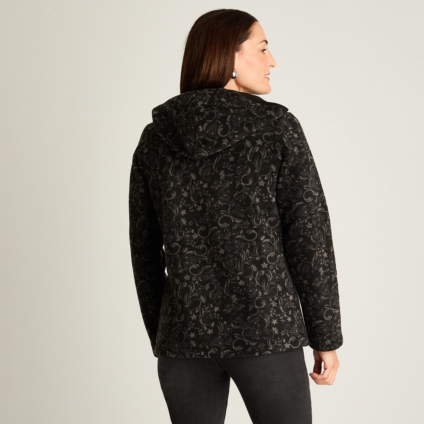 Polerón Polar Estampado, Con Detalles En Suede Negro